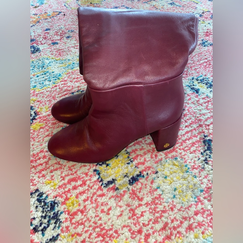 Burgundy Tory Burch knee high boots